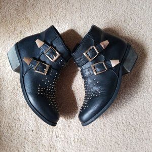 Studded black ankle boots